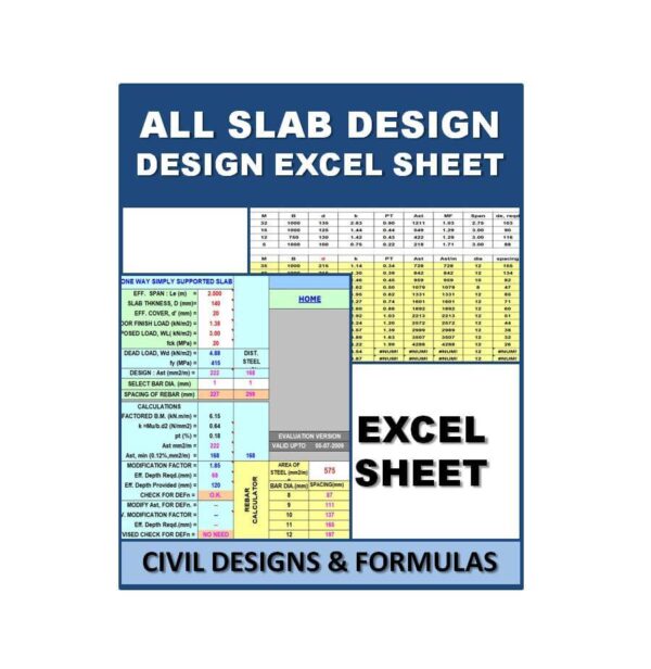 All Slab Design Design Excel Sheets