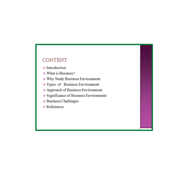Business Environment Content PPT