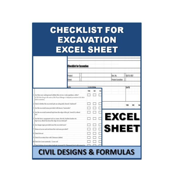 Checklist for Excavation Excel Sheet