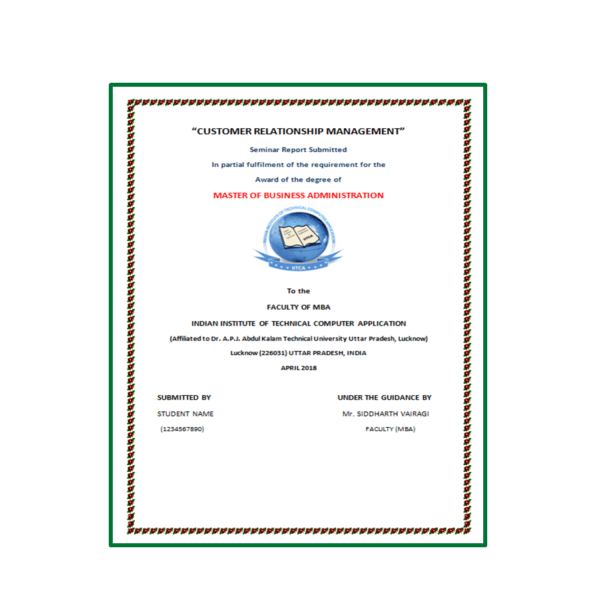 Customer Relationship Management Seminar Report