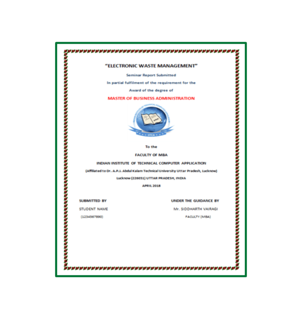 ELECTRONIC WASTE MANAGEMENT Seminar Report