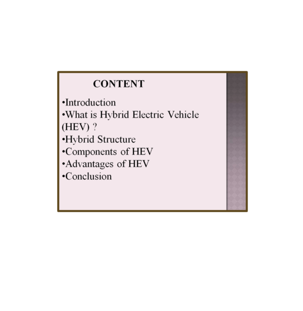 Hybrid Electric Vehicle (HEV) content PPT