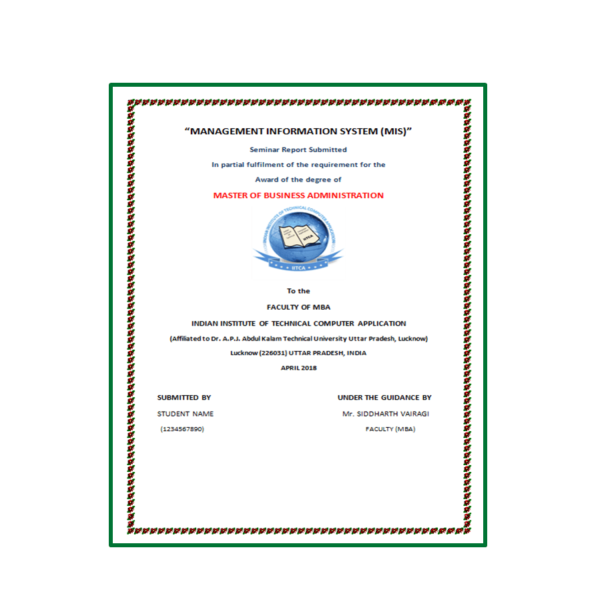 MANAGEMENT INFORMATION SYSTEM (MIS) Seminar Report