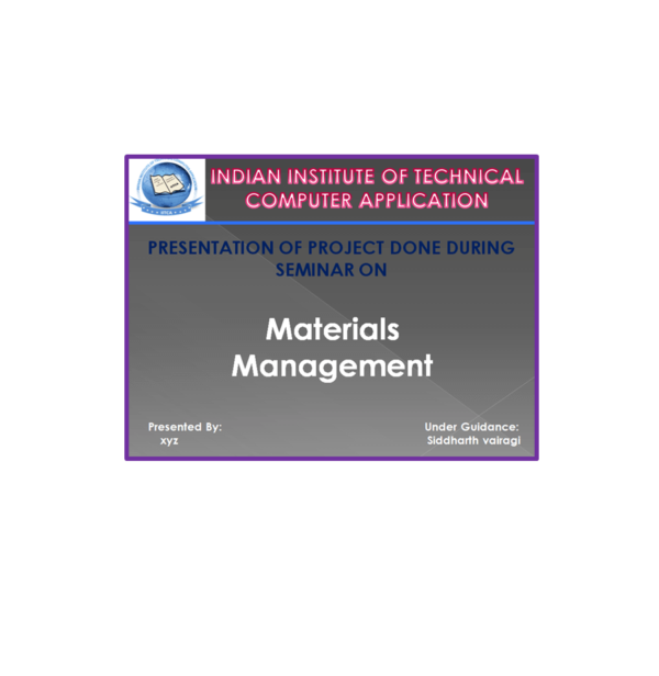 Materials Management PPT