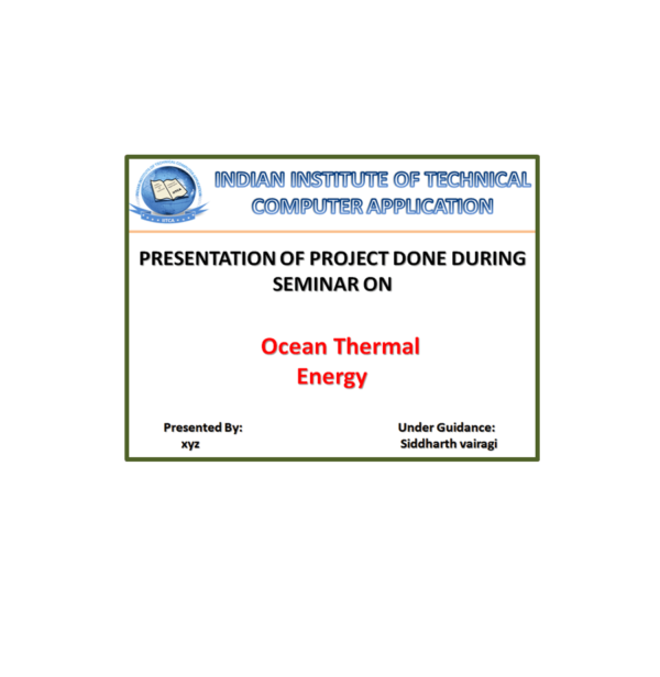 Ocean Thermal Energy PPT