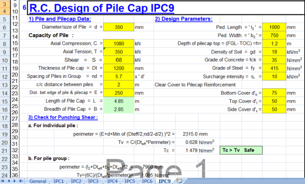 Pile Cap Design Excel Sheet Screenshot 8