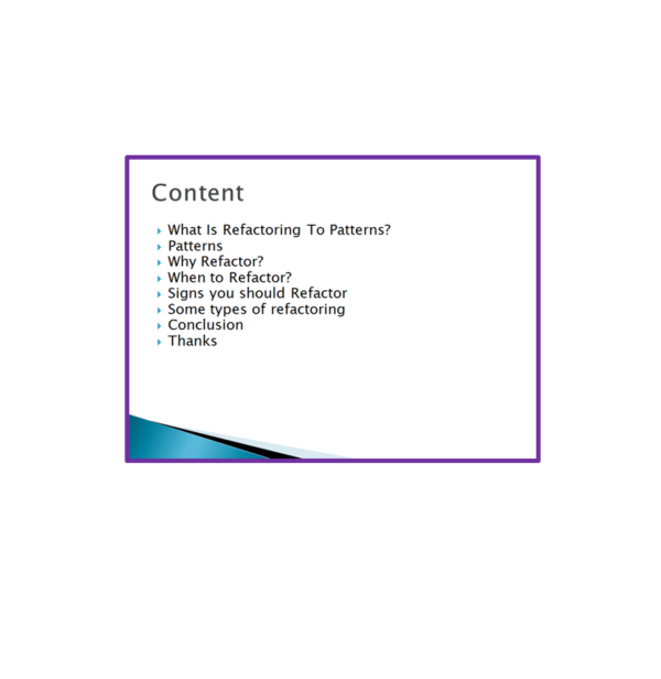 Refactoring To Patterns Content PPT