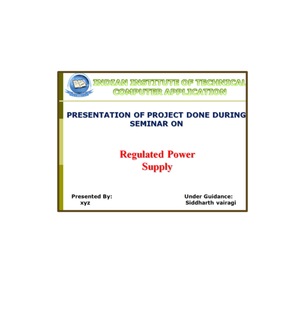 Regulated Power Supply PPT