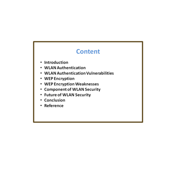Wireless Lan Security content PPT