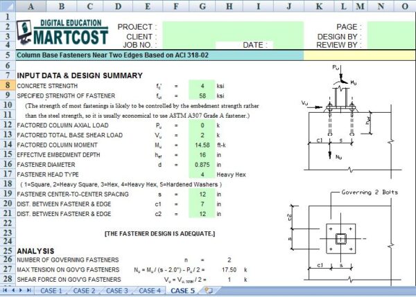 All Fastener tension Design Excel Sheet Based On ACI 318-02 5