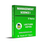 Management Science I Lecture Note