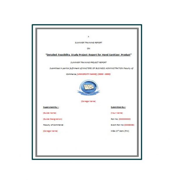 Detailed Feasibility Study Project Report For Hand Sanitizer Product 4